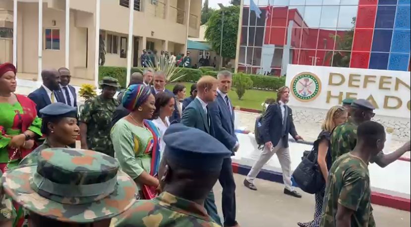 Prince Harry,  Meghan arrive Nigeria Defence Headquarters 